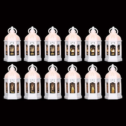 LLQ Mini Ramadan Lantern (12Pcs-5in) - Moroccan Small Lanterns Decorative, Eid Mubarak Decorations for Home, Ramadan Gifts for Family, Table Centerpiece