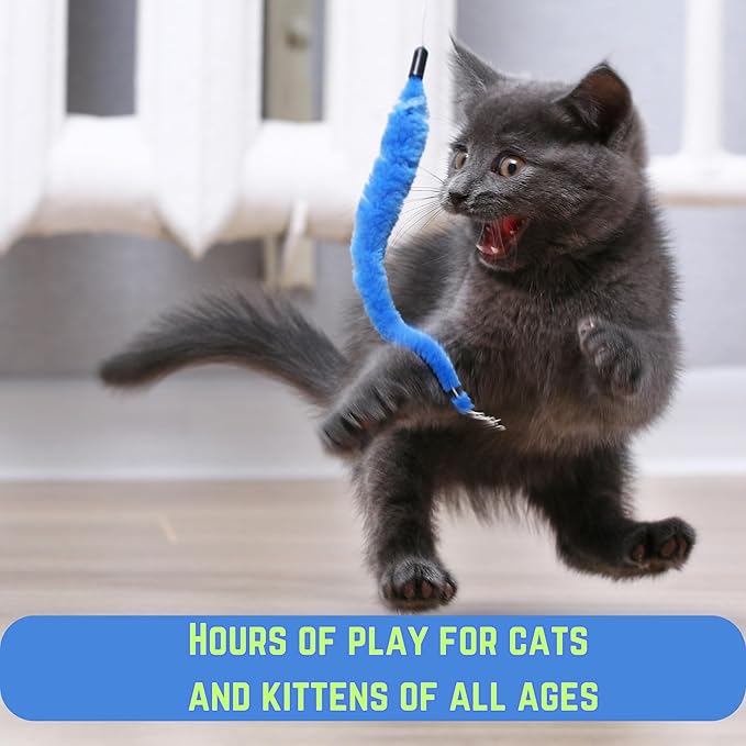 Smokey's Stash Interactive Cat Toy Wand 2pc Cat Fishing Pole Cat Toy for Indoor Cats with Feather and Funny Toy Refills to Drive Kittens Crazy-Mewly Pet