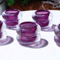 Woho Ribbed Votive Candle Holders Set of 6 for Wedding Decor, Vintage Tealight Candle Holder for Halloween/Thanksgiving, Glass Tea Lights Candle Holder for Dinner Table (Purple, 2.1" H X 2.75" D)