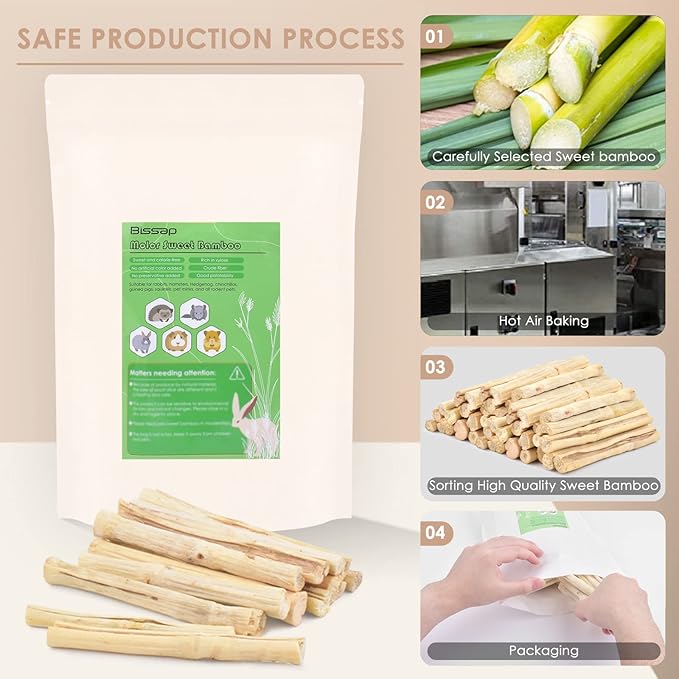 Bissap 700g/1.5Ib Sweet Bamboo Chew Sticks for Rabbits, Bunny Chewing Sticks for Rabbits Hamster Chinchilla Guinea Pigs Rabbit Small Animals Natural Treats Teeth Grinding Toys-Mewly Pet