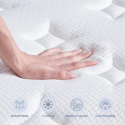 Full Mattress, 12 Inch Full Size Medium Plush Hybrid Mattress in a Box with Gel Memory Foam, Individually Pocketed Springs for Support and Pressure Relief, 100-Night Trial