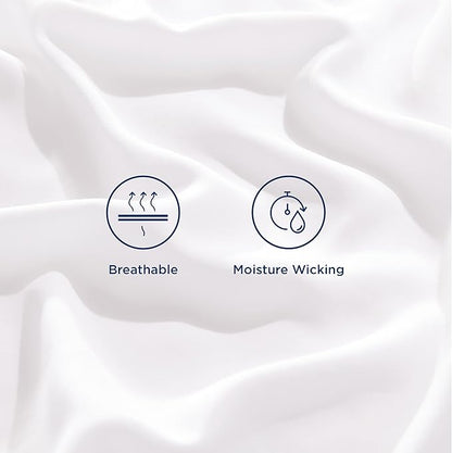 Bedsure California King Sheet Sets, Cooling Sheets, Rayon Derived from Bamboo, Deep Pocket Up to 16", Breathable & Soft Bed Sheets, Hotel Luxury Silky Bedding Sheets & Pillowcases, White