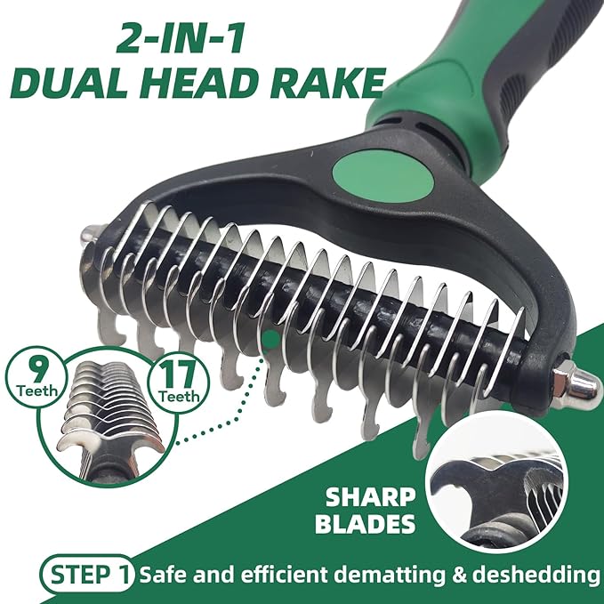 Pet Grooming Kit - 7 PCS Green Deshedding Brush Set with Undercoat Rake, Slicker Brush, Bath Brush & Nail Clipper for Short & Long-Haired Dogs and Cats-Mewly Pet