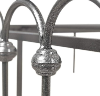 TUSEER Metal Bed Frame Queen Size with Vintage Headboard and Footboard Platform Base Wrought Iron Bed Frame Gray Silver (Queen, Gray Silver).