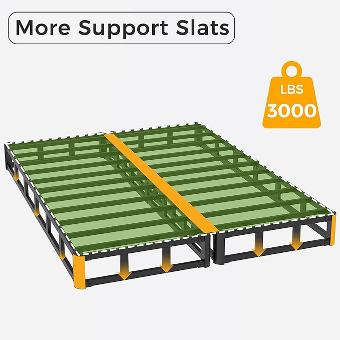 Split Full Box Spring 5 Inch, Easy Assembly Bed Foundation, Heavy Duty Low Profile Metal Box Spring for Full Bed with Fabric Cover, Noise Free