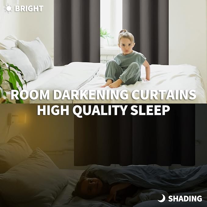 BGment Blackout Curtains - Grommet Thermal Insulated Room Darkening Bedroom and Living Room Curtains, Set of 2 Panels (52 x 120 Inch, Grey)