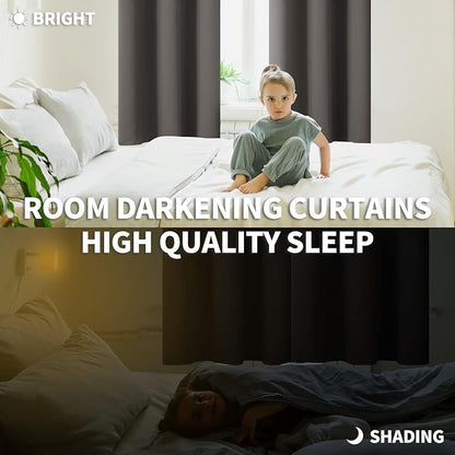 BGment Blackout Curtains for Bedroom - Grommet Thermal Insulated Room Darkening Curtains for Living Room, Set of 2 Panels, Each 46 x 72 Inch, Grey