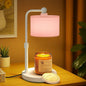 Candle Warmer Lamp with Timer, Dimmable Candle Wax Warmer, Height Adjustable Electric Candle Lamp Warmer with 2 Bulbs, Birthday Gifts for Women Her, Mom Gifts Idea, Vintage Home Decor for Bedroom-Pink