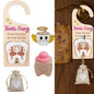 4Pcs Tooth Fairy Door Holder - Wooden Door Hanger Gift Set with Keepsake Box and Bag & Reward Badge, Gifts and Bedroom Decorations Suitable for Lost Teeth Girls and Boys
