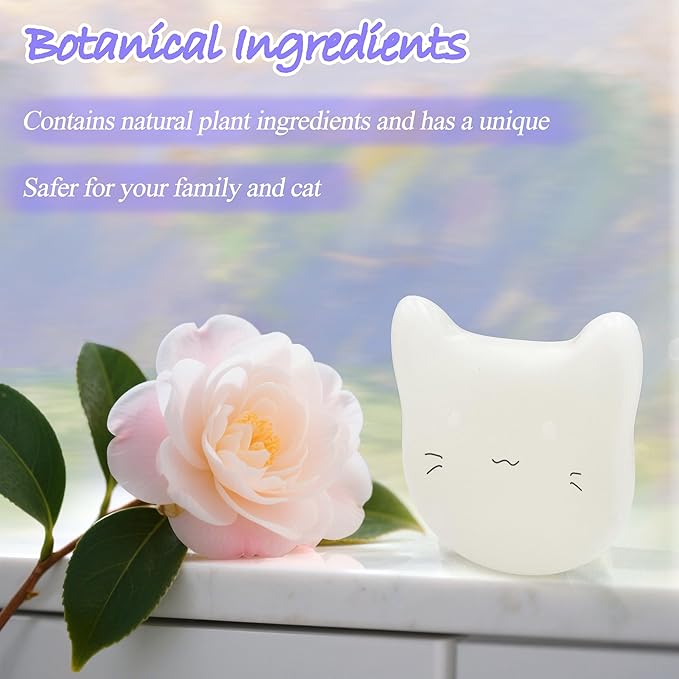 NewKe 4 Pack Deodorizer for Cumrige Self Cleaning Litter Box, Odor Eliminator Compatible with Fumoi Automatic Cat Litter Box, Cute Cat Shaped Design with Camellia Flower Scent, Fragrance Refills-Mewly Pet