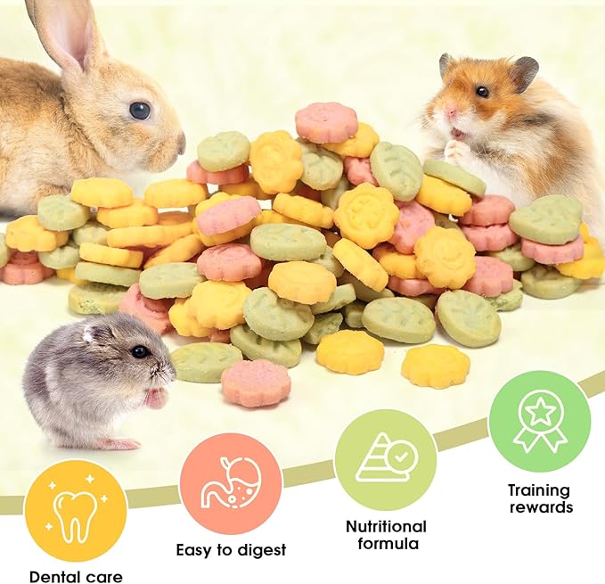 Abizoo 3 Vegetable Chews Treats: Grain Free Natural Snacks with Beet, Carrot, Spinach for Hamsters, Rabbits, Guinea Pigs & Gerbils Crunchy for Digestive Support & Dental Health 1.76oz/50g-Mewly Pet