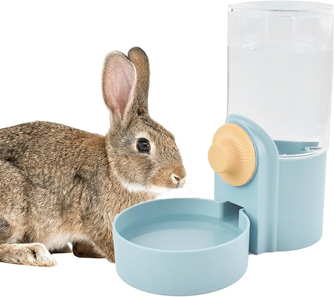 Hanging Automatic Rabbit Water Dispenser, Auto Dog Kennel Water Dispenser 35OZ Gravity Bunny Feeder, Dog Cage & Crate Waterer for Rabbit Guinea Pig Hedgehog Ferret Kitty Puppy-Mewly Pet