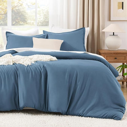 Litanika Comforters Full Size Ocean Blue, 3 Pieces Lightweight Solid Bedding Set & Collections, All Season Fluffy Bed Set (79x90 Inches Comforter & 2 Pillowcases)