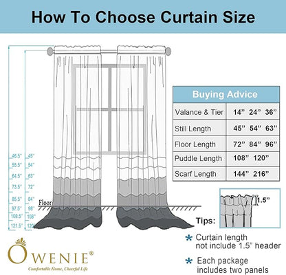 OWENIE Purple Sheer Curtains 96 Inch Length, Elegant Sheer Curtains for Bedroom, Window Voile Sheer Curtain Panels/Drapes/Treatment for Living Room, 2Pcs, Each 42" W x 96" L