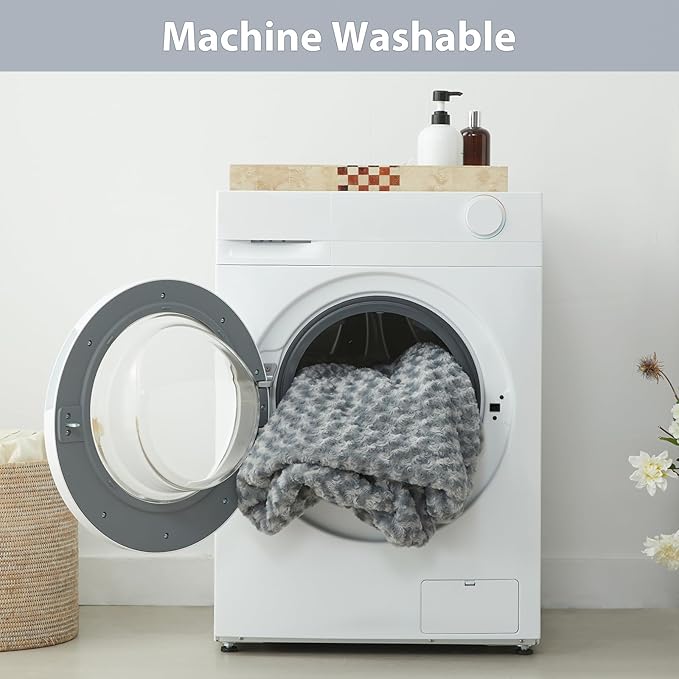 WNPETHOME Human Dog Beds for People Adults, Washable Faux Fur Nap Bed Adult Oval for People, Calming Human Size Giant Dog Bed Fits Pet Families with Storage Pocket Grey-Mewly Pet