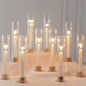 NUPTIO Hurricane Candle Holder for Centerpiece: Set of 10 Metal Taper Candle Holders with Fluted Glass Cylinders - Gold Candlestick Holders Bulk for Outdoor Party Dinner Wedding Table Decoration