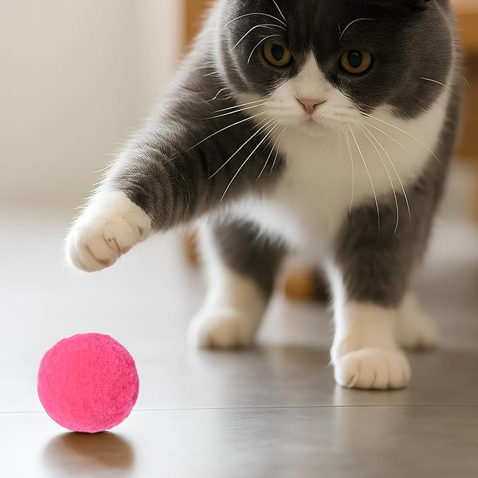 30 Pcs Soft Plush Cat Ball,Cat Toy Balls,Bulk Cats Toys,Puff Balls,Fuzzy Colorful Cats Ball for Pet Playing Exercising-Mewly Pet