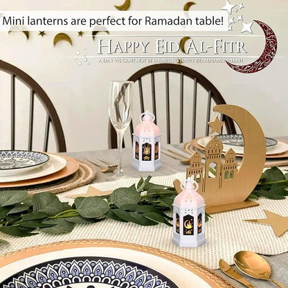 LLQ Mini Ramadan Lantern (12Pcs-5in) - Moroccan Small Lanterns Decorative, Eid Mubarak Decorations for Home, Ramadan Gifts for Family, Table Centerpiece