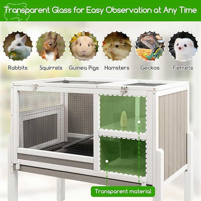Guinea Pig Cages Hamster Cage Indoor with Stand, Chew Proof Rabbit Cages Habitat for Small Animals with Pull Out Tray, Detachable Legs, Large Guinea Pig House with Ramp, Hideout-Mewly Pet