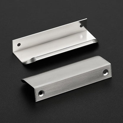 Ravinte Hardware 12 Pack Silver Cabinet Handles, 4 Inch (102mm) Finger Edge Pulls, 3 Inch Hole Center, Finger Pulls for Cabinets