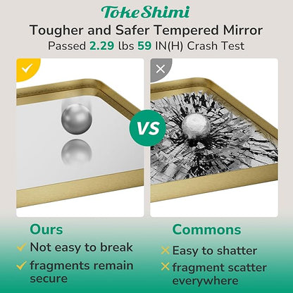 TokeShimi 48x36 Gold Bathroom Mirror for Over Sink,Tempered Glass,Rectangle Mirror for Bathroom,Large Bathroom Mirror for Vanity(Horizontal/Vertical)