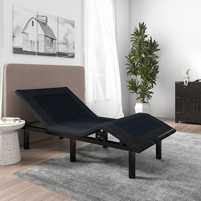 SHA CERLIN 14 Inch Twin XL Size Adjustable Bed Base/Bed Frame with Head and Foot Articulation Incline, Wireless Remote,Wood Board Support (Base Only)