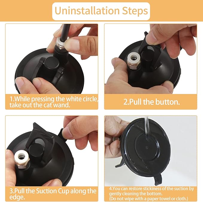 Cat Toys Wand Hands-Free Interactive with Super Suction Cup Sticky Detachable 9Pcs Refills 2 Stick for Indoor (Cat Wand with Suction Cup)-Mewly Pet