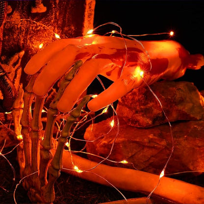 BrizLabs Orange Halloween Lights, 19.47ft 60 LED Orange Fairy Lights String, 2 Modes Battery Halloween String Light, Indoor Silver Wire Twinkle Light for Christmas Thanksgiving Party Carnival Decor