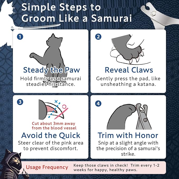 Samurai-Grade Cat Nail Clippers | Vet Recommended | Sharper, Quieter & Safer | Precision Blade for Stress-Free Grooming | Non-Slip Grip | Lifetime Durability | Made in Japan-Mewly Pet