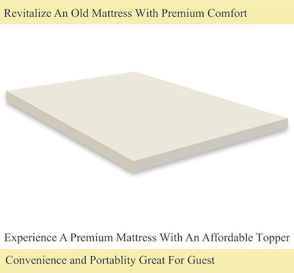 Mayton Soft 2-inch Foam Mattress Topper with Optimum Body Support | Comfortable and Breathable Bed Toppers for Mattress with Orthopedic Benefits, Helps Relieve Luber and Back Pain, King, White