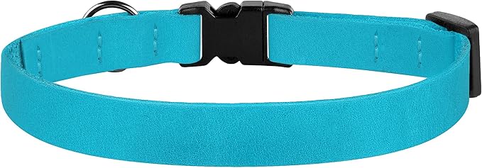 Breakaway Cat Collar Leather with Removable Bell - 13 Colors Available - Soft Adjustable Girl Boy Safety Lightweight Pet Kitten Collars Pink Brown Blue Green Red Orange Black (Aquamarine)-Mewly Pet