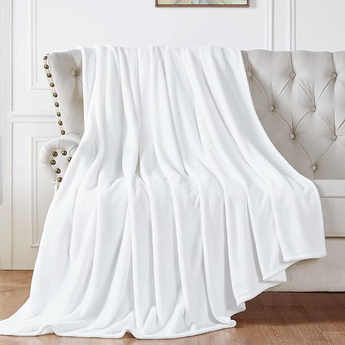 Walensee Fleece Blanket Plush Throw Fuzzy Lightweight (King Size 108x90 White) Super Soft Microfiber Flannel Blankets for Couch, Bed, Sofa Ultra Luxurious Warm and Cozy for All Seasons