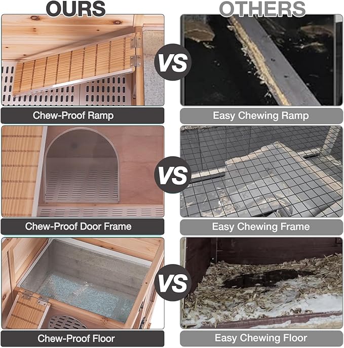 Guinea Pig Cages with Anti Chewing Edges and Cool Zinc Plate, Indoor Rabbit Hutch with Hideout and PVC Platform, Elevated Legs Hamster Cage 36.6" L (Nature)-Mewly Pet