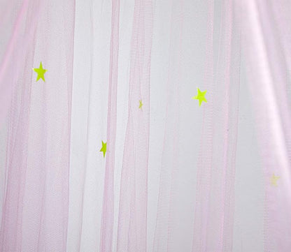 BCBYou Baby, Kids & Adult Mosquito Net Canopy with Glow in Dark Stars, for Crib, Kids, Girls or Full Size Bed (Pink)