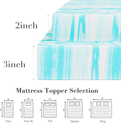 DUMOS Mattress Topper 3-Inch Gel Memory Foam Mattress Topper Twin XL, Soft Mattress Pads for Sleeper Sofa, RV, Camper, CertiPUR-US CertifiedBlue