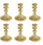 Glass Candlestick Holder,Striped Taper Candle Holders,Set of 6 Candle Stand for Table Centerpieces, Home Decor,Weddings,Festival and Parties (Gold Diamond)