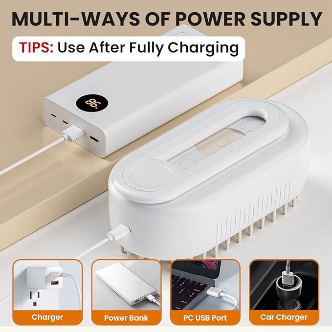 Cat Steam Brush for Shedding, Pet Steam Brush for Cats and Dog, 4 in 1 Rechargeable Cat Hair Brush, Spray Anti-Static, Massage, Cleaning, Shedding & Combing All In One, for Long & Short Haired Pets!-Mewly Pet