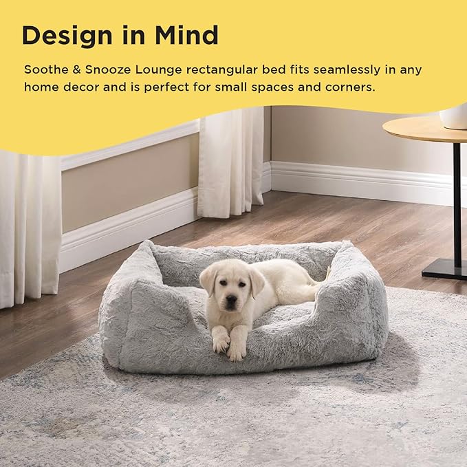 Best Friends by Sheri Lux Lounge Bed Calming Faux Fur Dog Bed, Gray, Medium, 30" x 20"-Mewly Pet