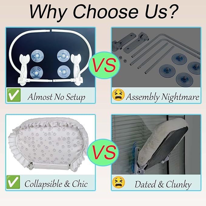 Cat Window Perch for Large Cats - No Tools Needed with 4 Super Suction Cups, Soft Chew-Resistant Fleece & Easy Clean Design-Mewly Pet