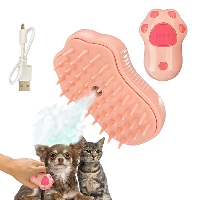 Cat Steam Brush,3 In1 Spray Cat&Dog for Hair Shedding and Cleaning,Silicone Spa Massage Pet Steamer Brushes with Misting Bathing&Dry Cleaning,Pet Grooming Steam Comb-Mewly Pet