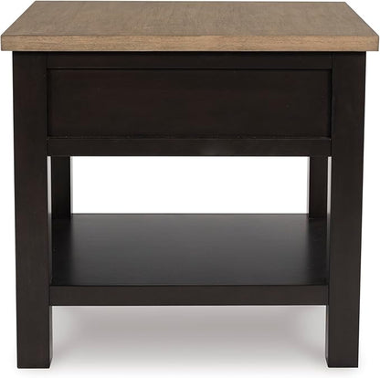 Signature Design by Ashley Drazmine Casual End Table with 1 Lower Shelf, Light Brown & Black