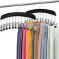 Leggings Hangers, Wooden Closet Hanging Leggings Storage Organizer Scarf Hangers with 24 Clips, 360° Swivel Hook, Black, 2 Pcs