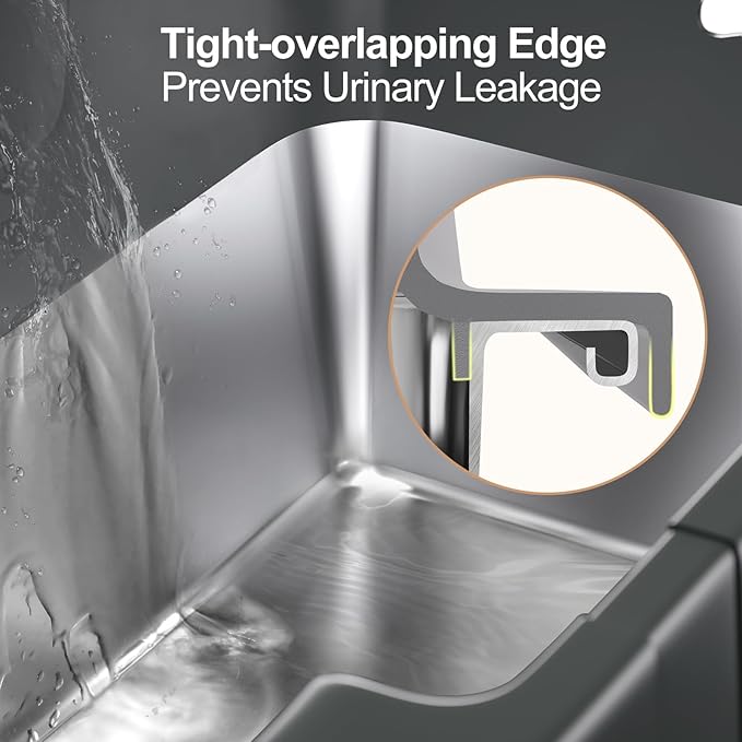 Sousia Stainless Steel Litter Box, Non-Sticky Anti-Leakage Easy Cleaning Metal Cat Litter Tray with Lid, High Wall Sides Enclosure and Scoop, Ideal for Big Cats, XL (Grey)-Mewly Pet