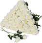 JUSTOYOU 30PCS Artificial Roses Silk Flowers in Bulk, Realistic White Fake Roses for Wedding Decorations, Home Decor, Centerpieces, Indoor Floral Arrangements