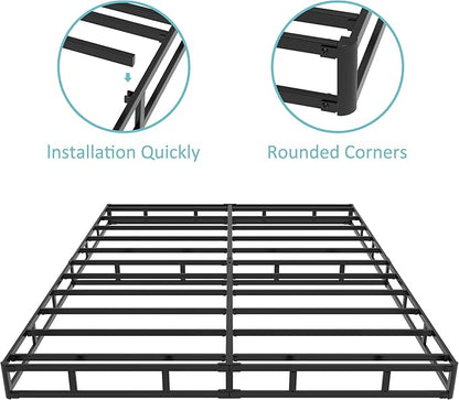 7 Inch Full XL Box Spring, Metal Boxspring Full XL Size with Fabric Cover, Heavy Duty Mattress Foundation, Noise-Free, Easy Assembly
