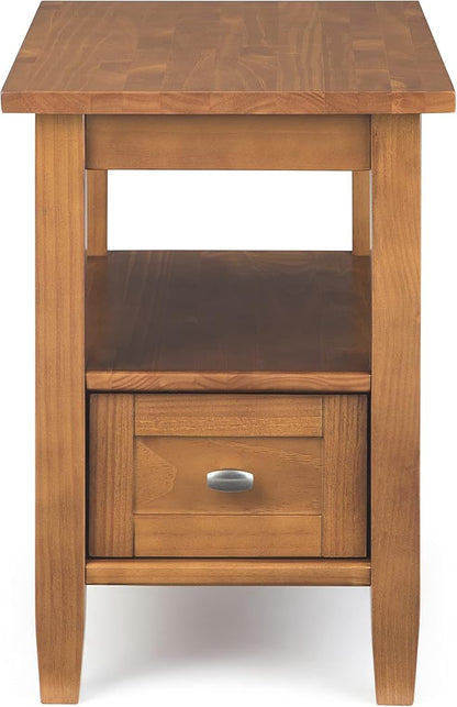 SIMPLIHOME Warm Shaker SOLID WOOD 14 inch Wide Rectangle Transitional Narrow Side Table in Light Golden Brown for the Living Room and Bedroom