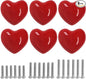 Heart Ceramic Dresser Drawer Knobs Heart Shape Cabinet Dresser Pulls Handles with 3 Sized Screws Kitchen Furniture Knobs (Red, 6 Pack)