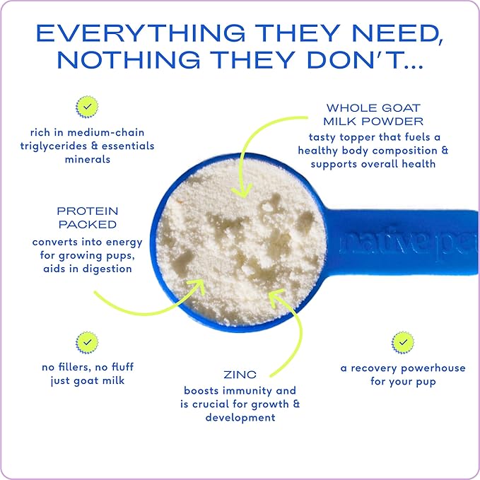 Native Pet Goat Milk for Dogs - Organic Goat Milk Powder for Dogs and Cats - Puppy Formula Dairy Replacement Packed with Protein & Vitamins for Immunity, Recovery & Growth for Active Pups - 120 Scoops-Mewly Pet