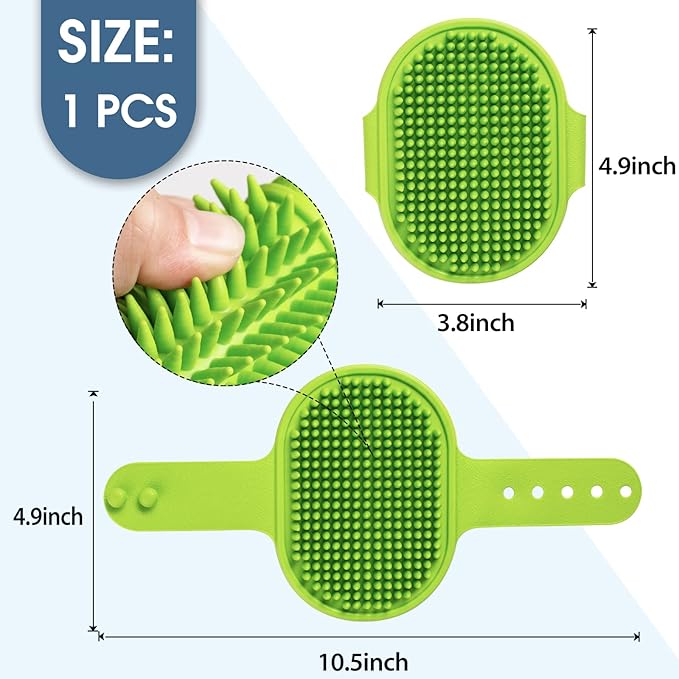 Dog Grooming Brush, Lilpep Pet Shampoo Bath Brush Soothing Massage Rubber Comb with Adjustable Ring Handle for Long Short Haired Dogs and Cats (Green, pack of 1)-Mewly Pet