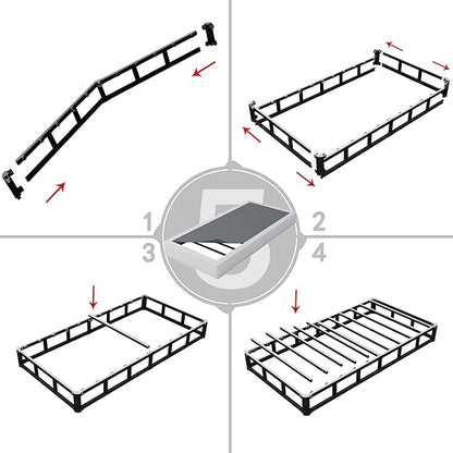 Twin Box Spring - 7 Inch High Profile Box Spring for Twin Bed, Sturdy Metal Frame Mattress Foundation, Easy Assembly, Quiet & Noise-Free